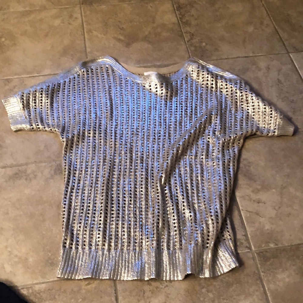 Chicos size 2 (8/10) metallic see through sweater